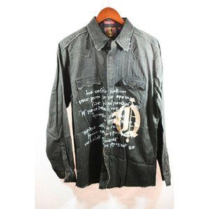 Franky Max men’s shirt black long sleeves embroide